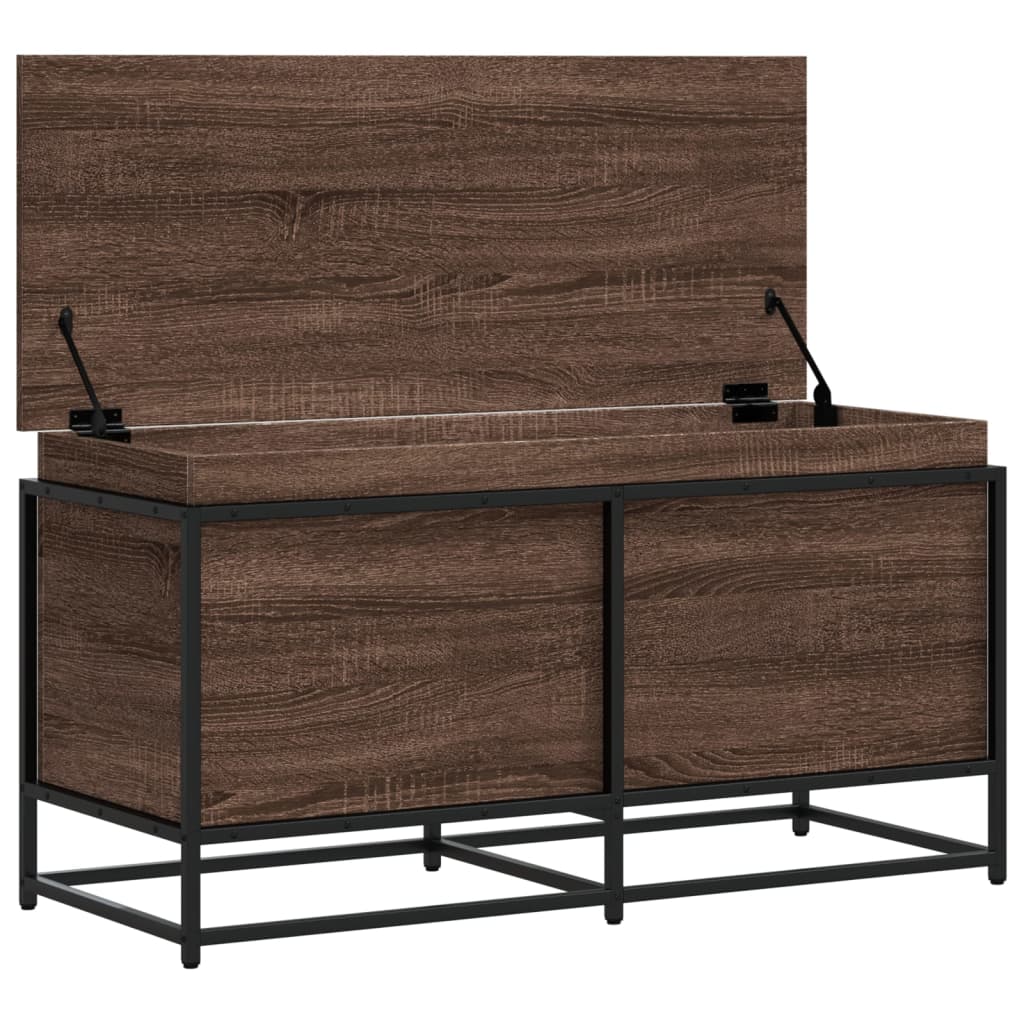 Förvaringslåda med lock brun ek 100x40x51,5 cm konstruerat trä