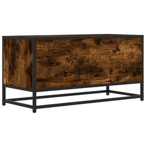Tv-bänk rökfärgad ek 80x34,5x40 cm konstruerat trä och metall