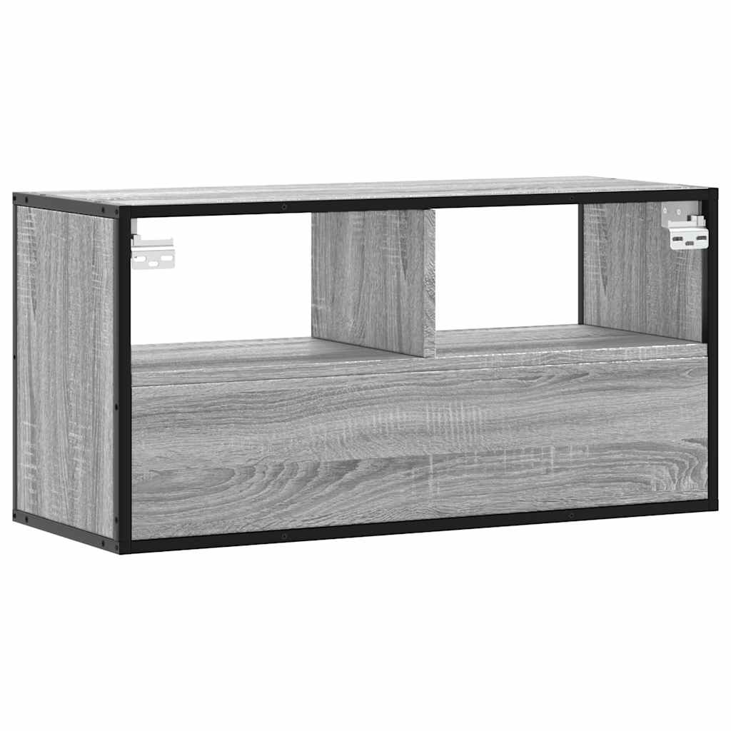 Tv-bänk grå sonoma 80x31x39,5 cm konstruerat trä och metall