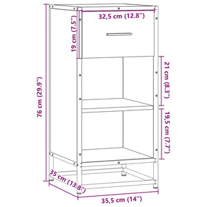 Skänk brun ek 35,5x35x76 cm konstruerat trä och metall