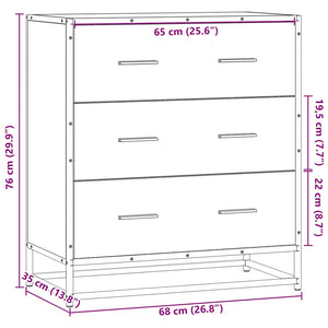 Skänk svart 68x35x76 cm konstruerat trä och metall