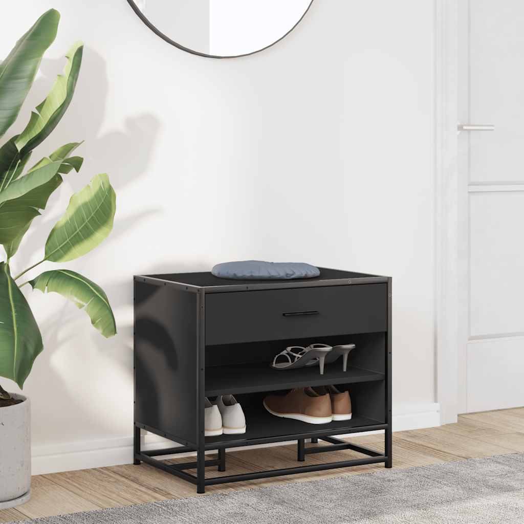 Skobänk svart 60x40x53,5 cm konstruerat trä och metall