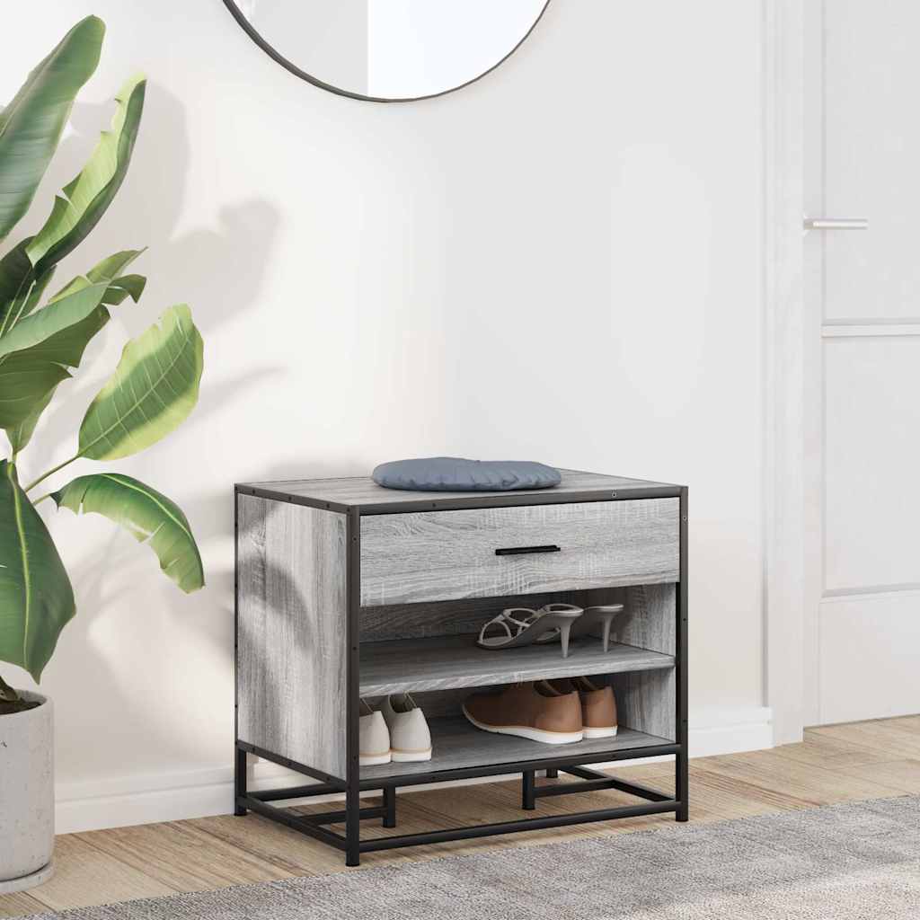 Skobänk grå sonoma 60x40x53,5 cm konstruerat trä och metall