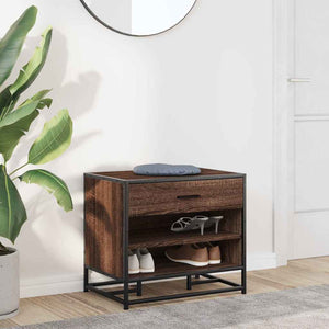 Skobänk brun ek 60x40x53,5 cm konstruerat trä och metall