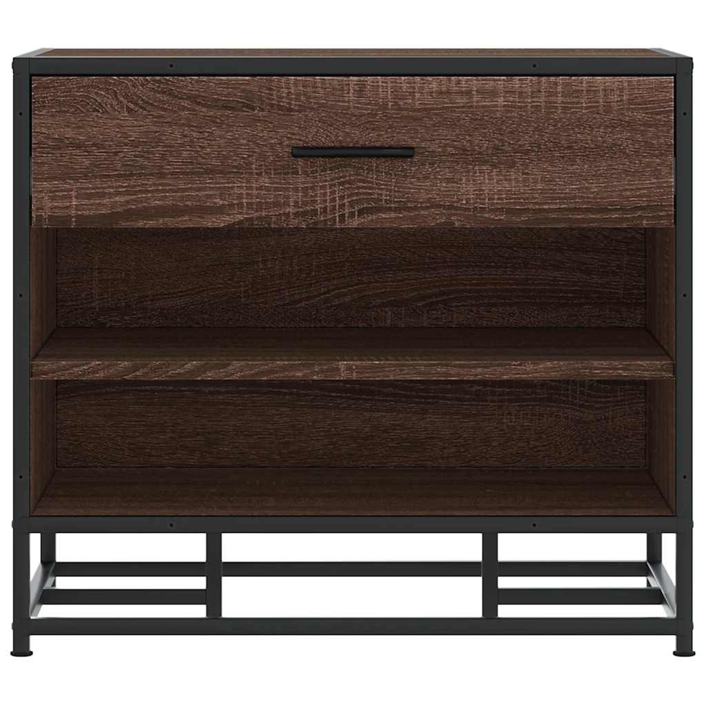 Skobänk brun ek 60x40x53,5 cm konstruerat trä och metall