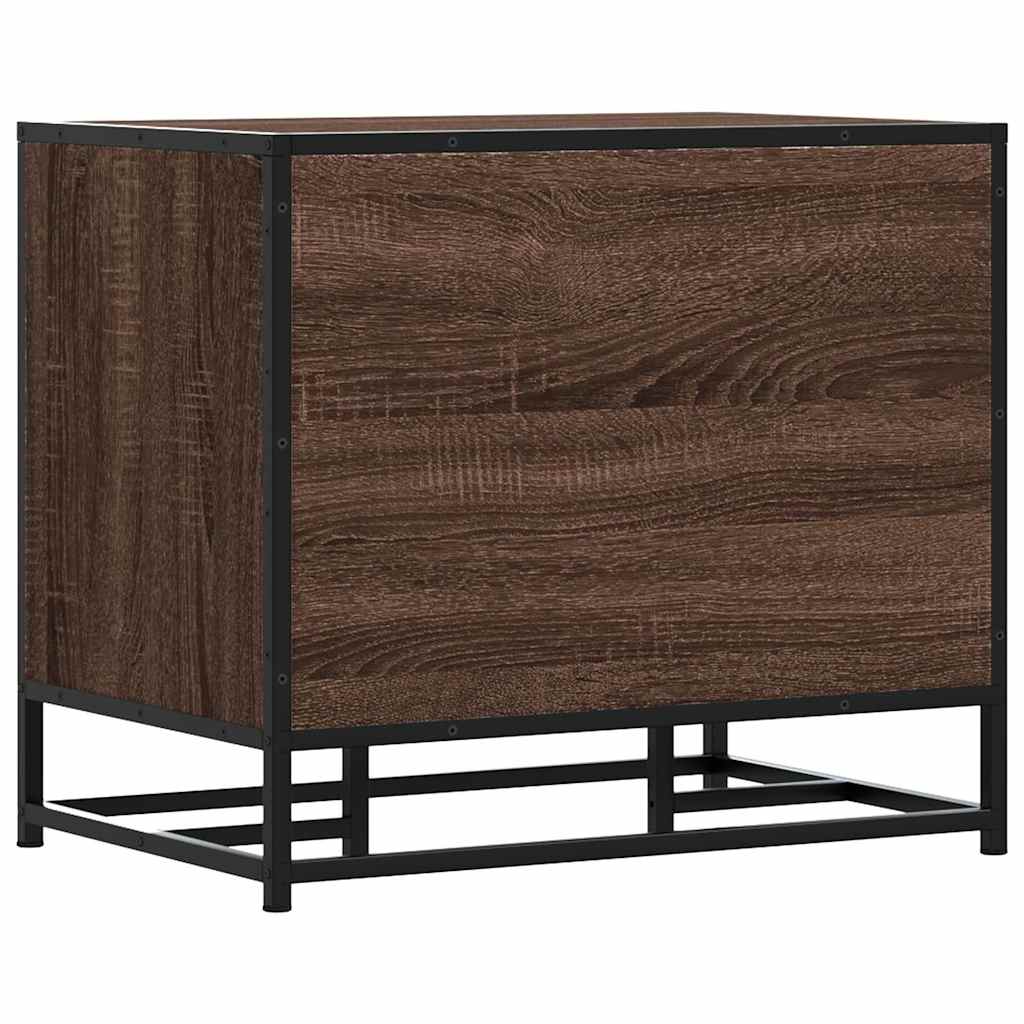 Skobänk brun ek 60x40x53,5 cm konstruerat trä och metall