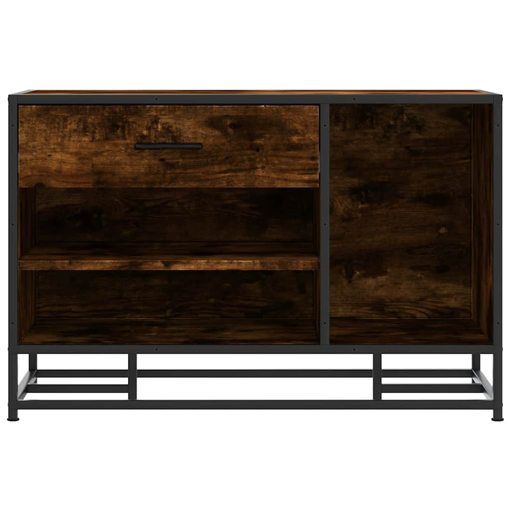 Skobänk rökfärgad ek 80x40x53,5 cm konstruerat trä och metall