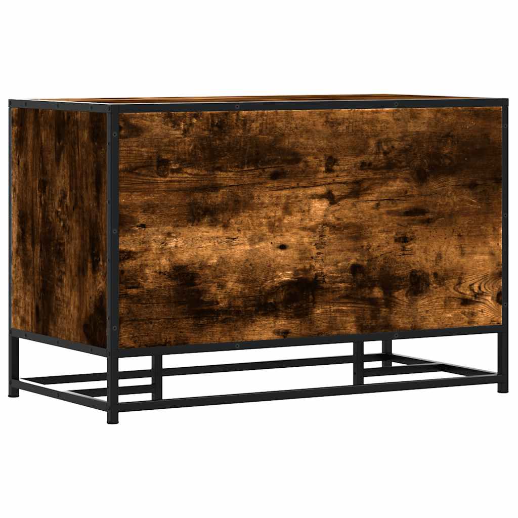 Skobänk rökfärgad ek 80x40x53,5 cm konstruerat trä och metall