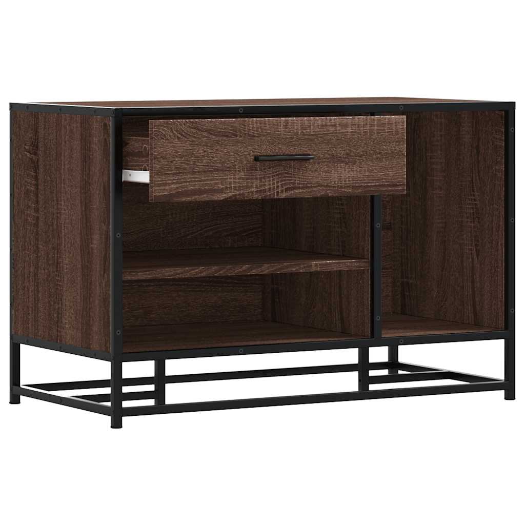 Skobänk brun ek 80x40x53,5 cm konstruerat trä och metall