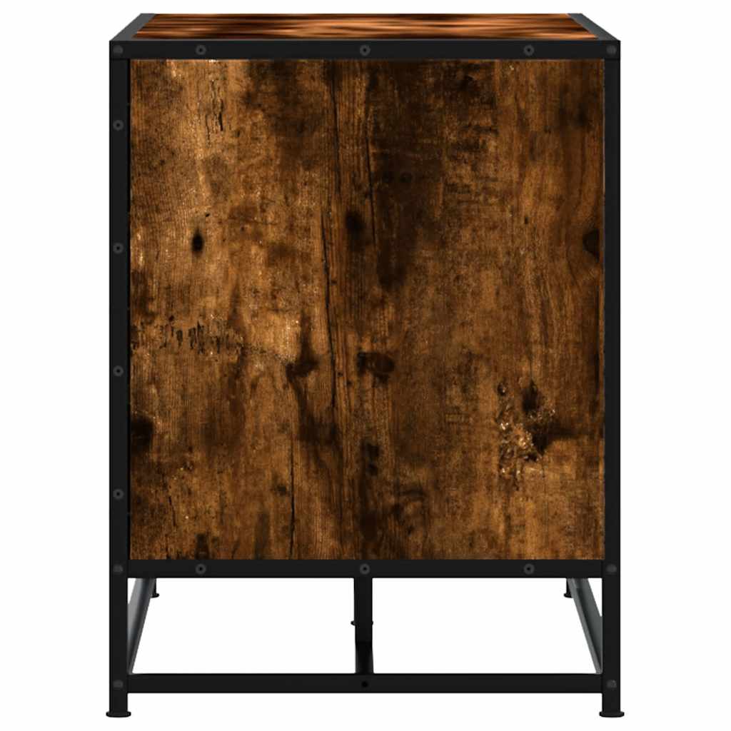 Skobänk rökfärgad ek 84x40x53,5 cm konstruerat trä och metall