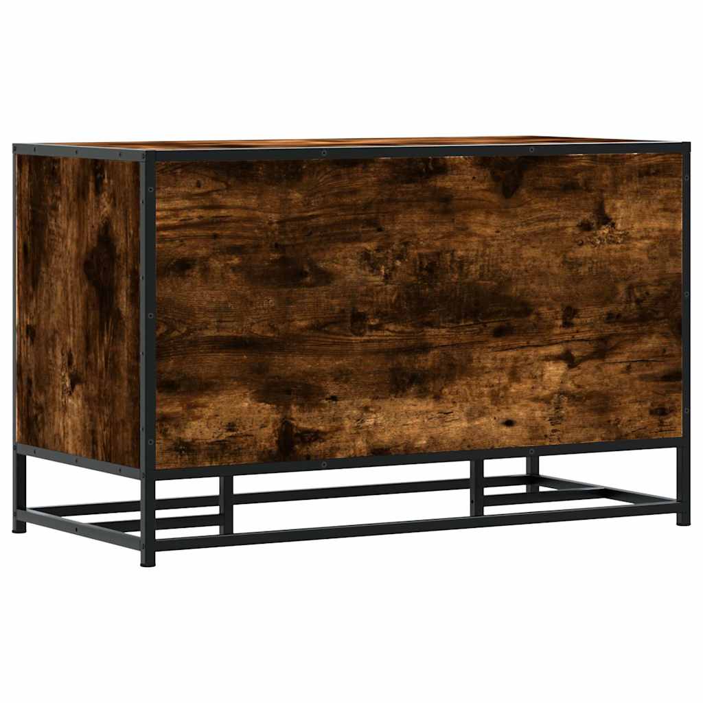 Skobänk rökfärgad ek 84x40x53,5 cm konstruerat trä och metall