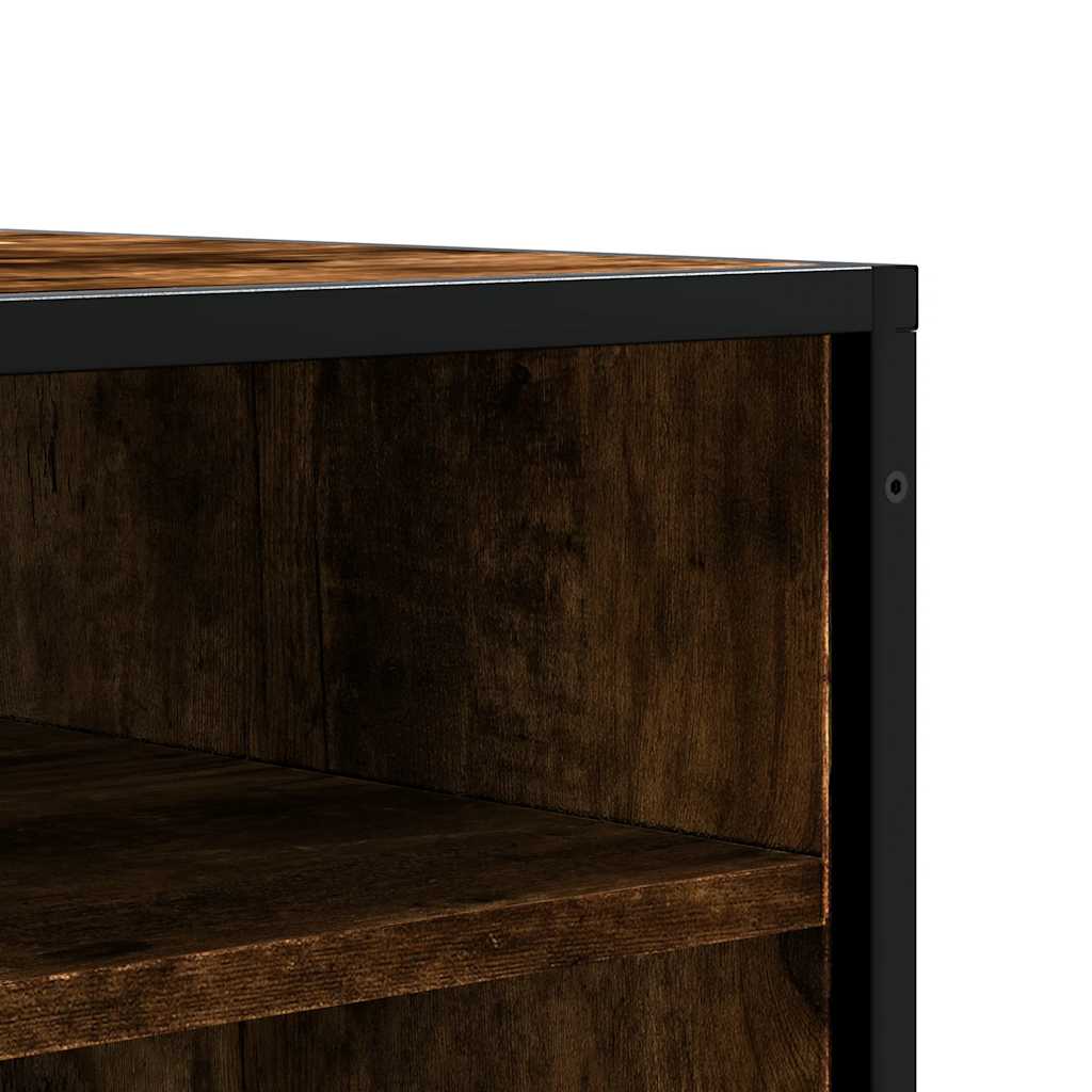 Skobänk rökfärgad ek 84x40x53,5 cm konstruerat trä och metall