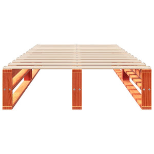 Sängram utan madrass vaxad brun 90x200 cm massiv furu