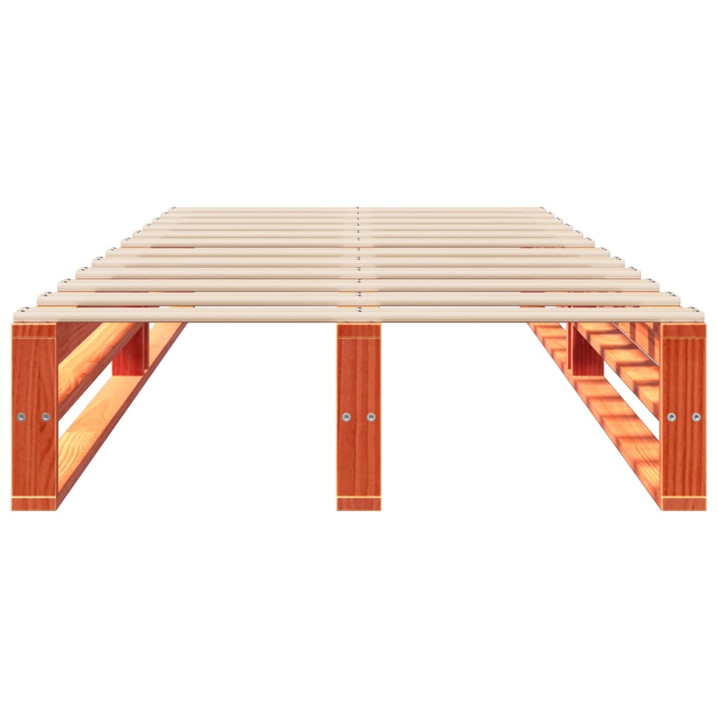 Sängram utan madrass vaxbrun 100x200 cm massiv furu