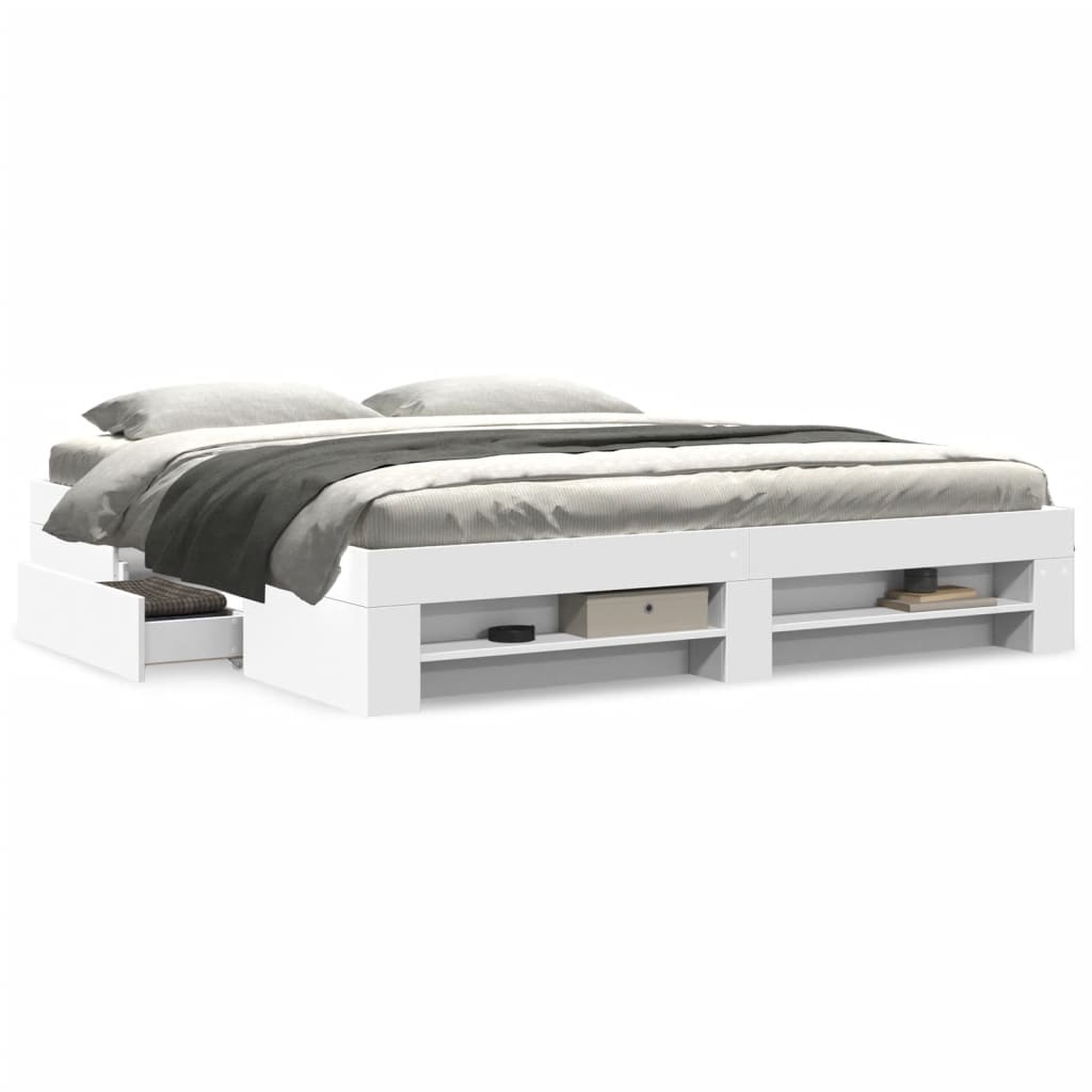 Sängram utan madrass vit 180x200cm konstruerat trä