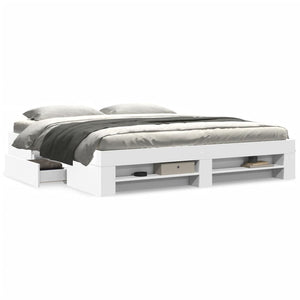 Sängram utan madrass vit 180x200cm konstruerat trä