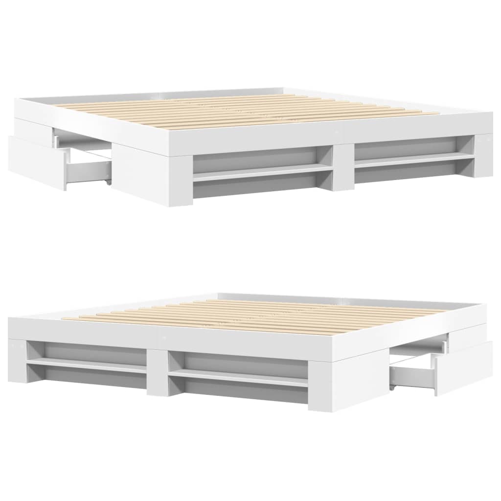 Sängram utan madrass vit 180x200cm konstruerat trä