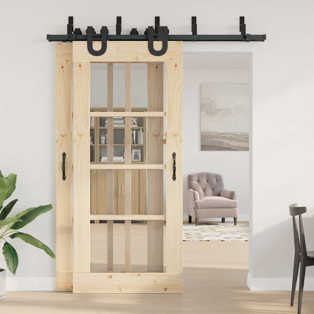 Skjutdörrsbeslag 183 cm stål svart