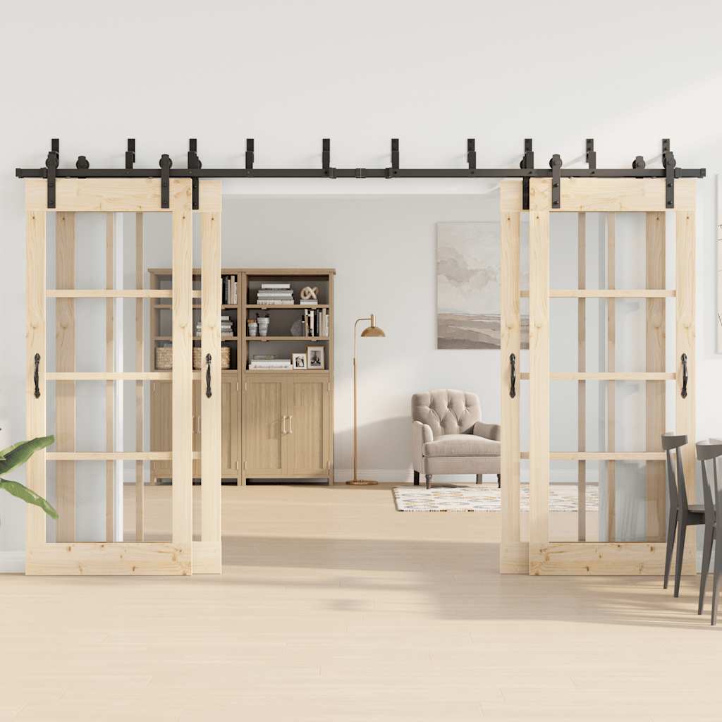 Skjutdörrsbeslag 366 cm stål svart