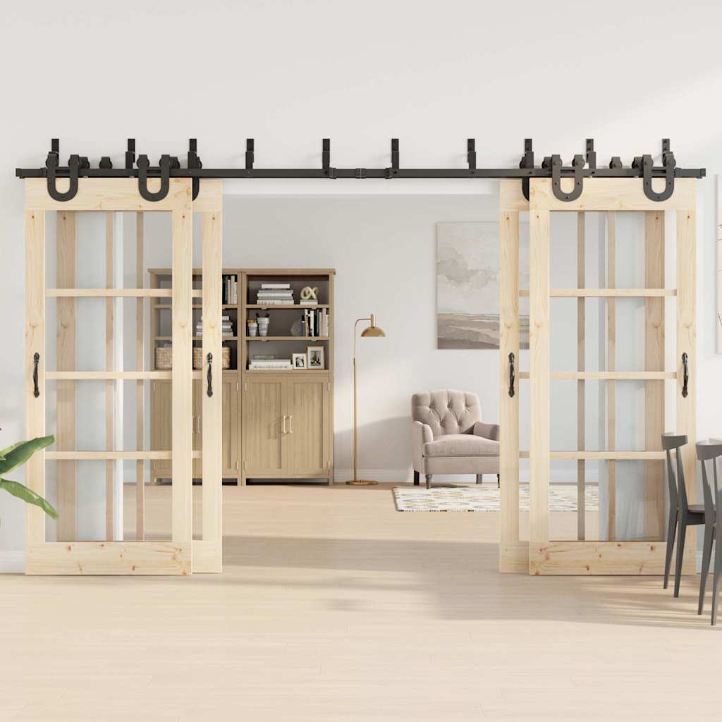 Skjutdörrsbeslag 366 cm stål svart