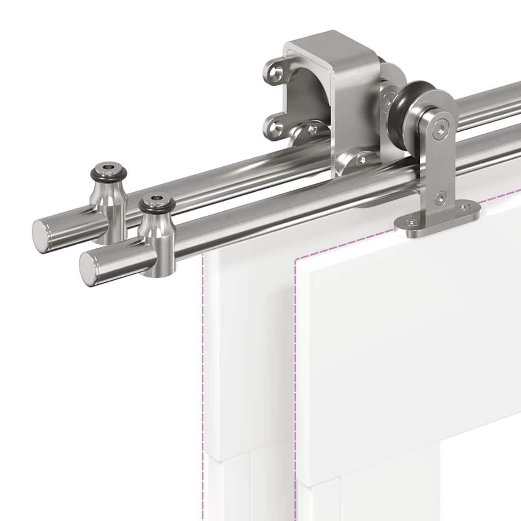 Skjutdörrsbeslag 183 cm rostfritt stål silver