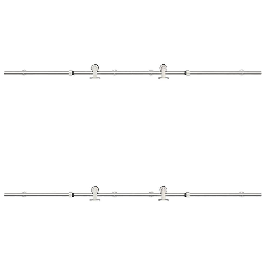 Skjutdörrsbeslag 183 cm rostfritt stål silver