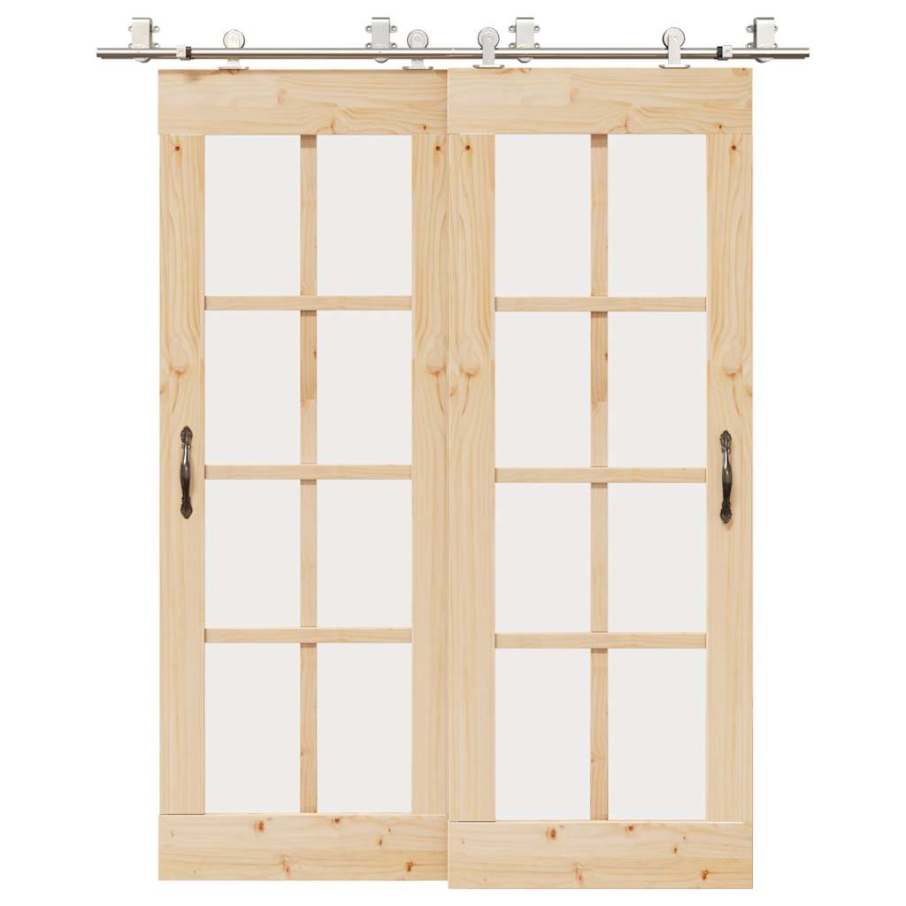 Skjutdörrsbeslag 183 cm rostfritt stål silver