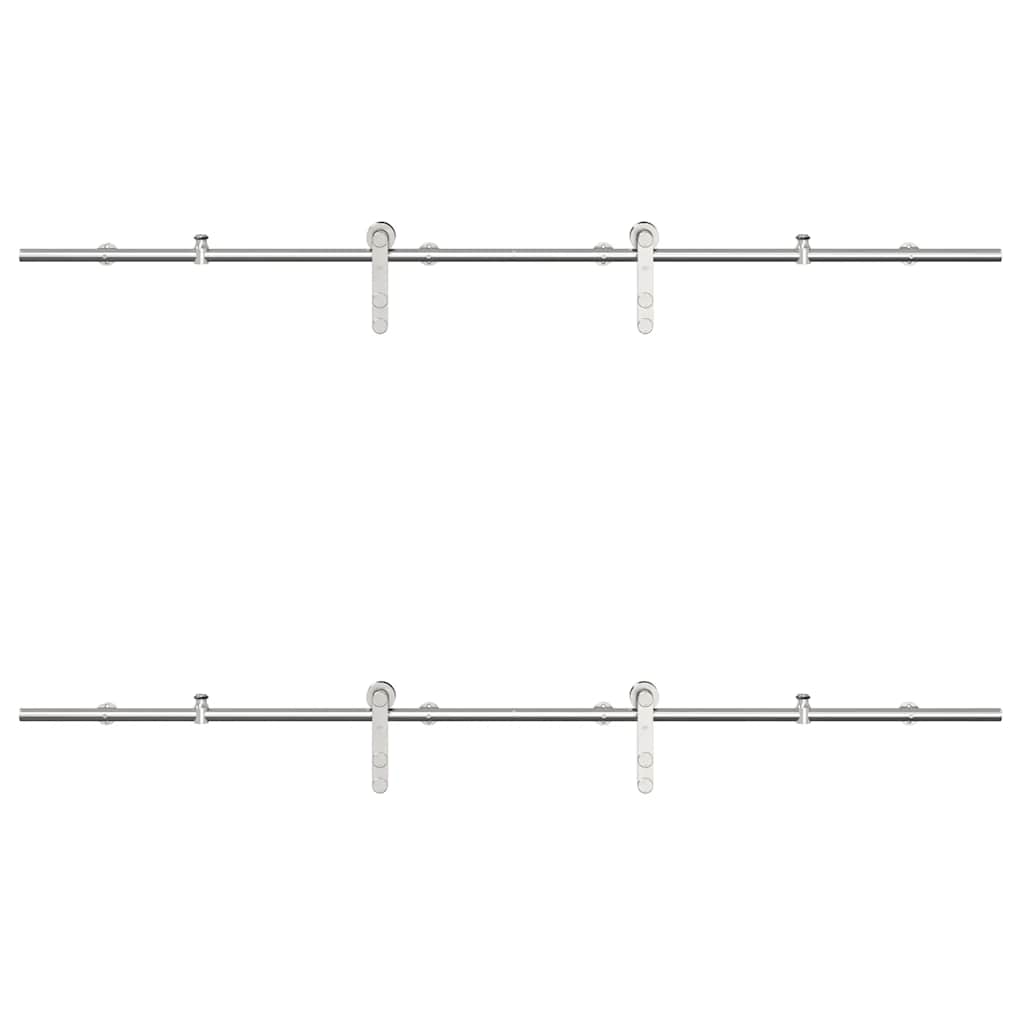 Skjutdörrsbeslag 200 cm rostfritt stål silver