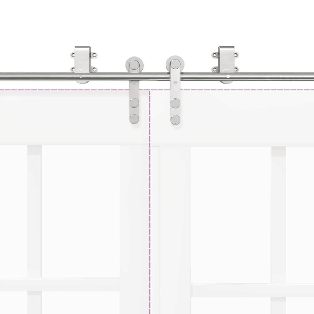 Skjutdörrsbeslag 200 cm rostfritt stål silver