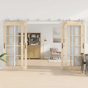 Skjutdörrsbeslag 366 cm rostfritt stål silver