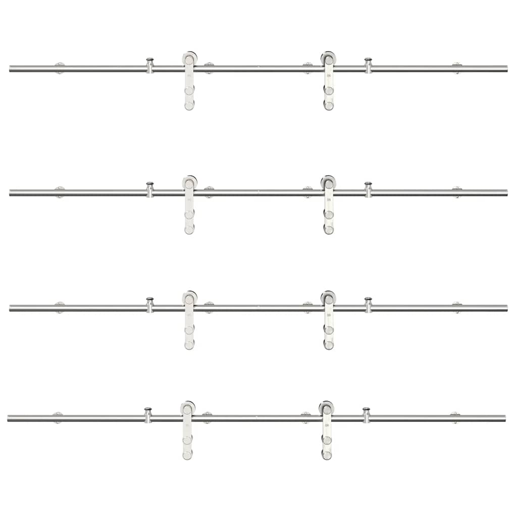 Skjutdörrsbeslag 366 cm rostfritt stål silver
