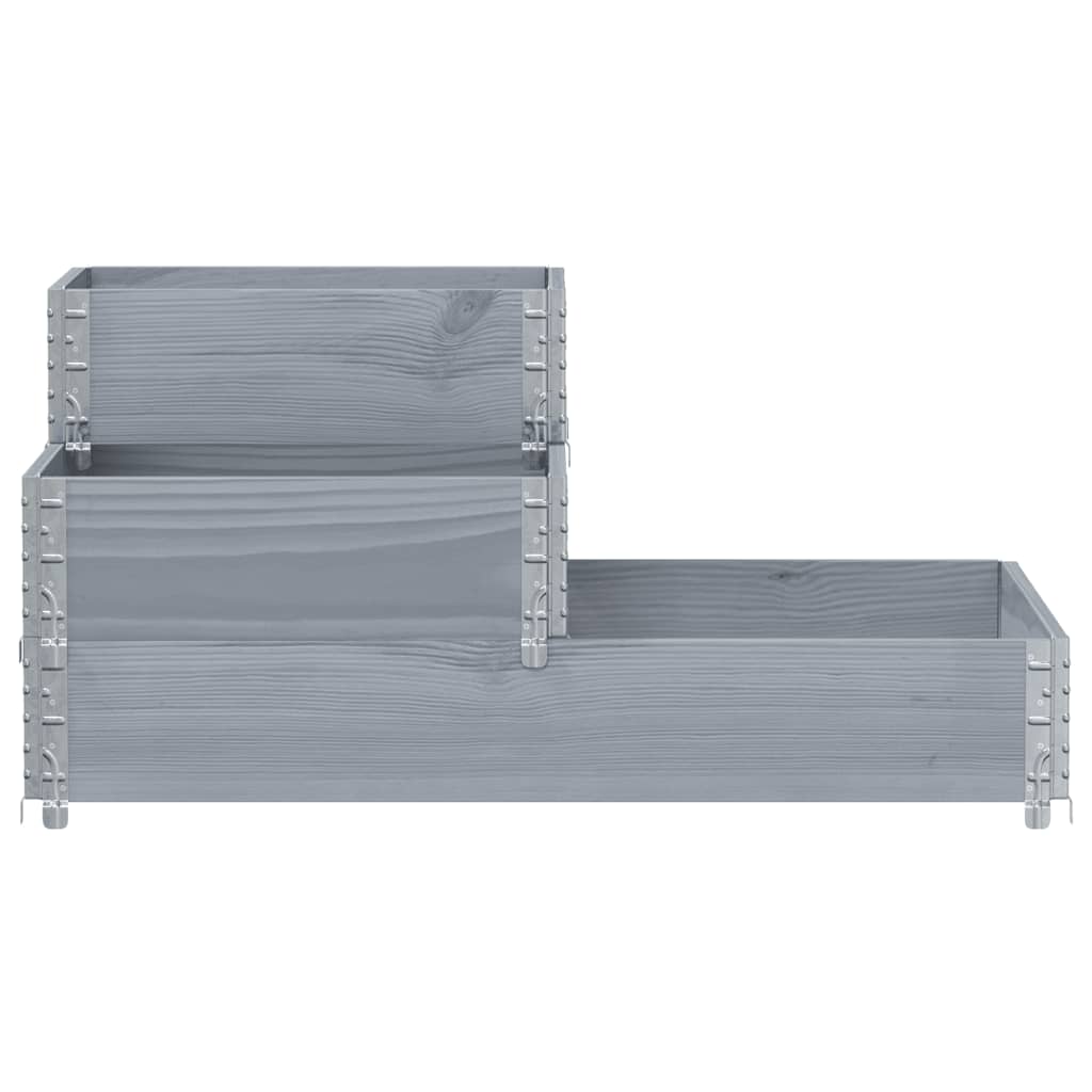 Pallkrage 3 nivåer grå 120x80 cm massiv furu