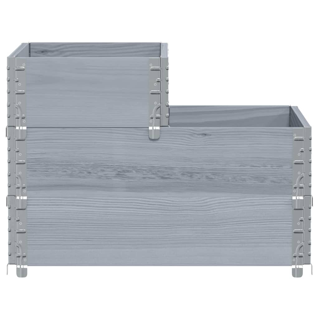 Pallkrage 3 nivåer grå 120x80 cm massiv furu