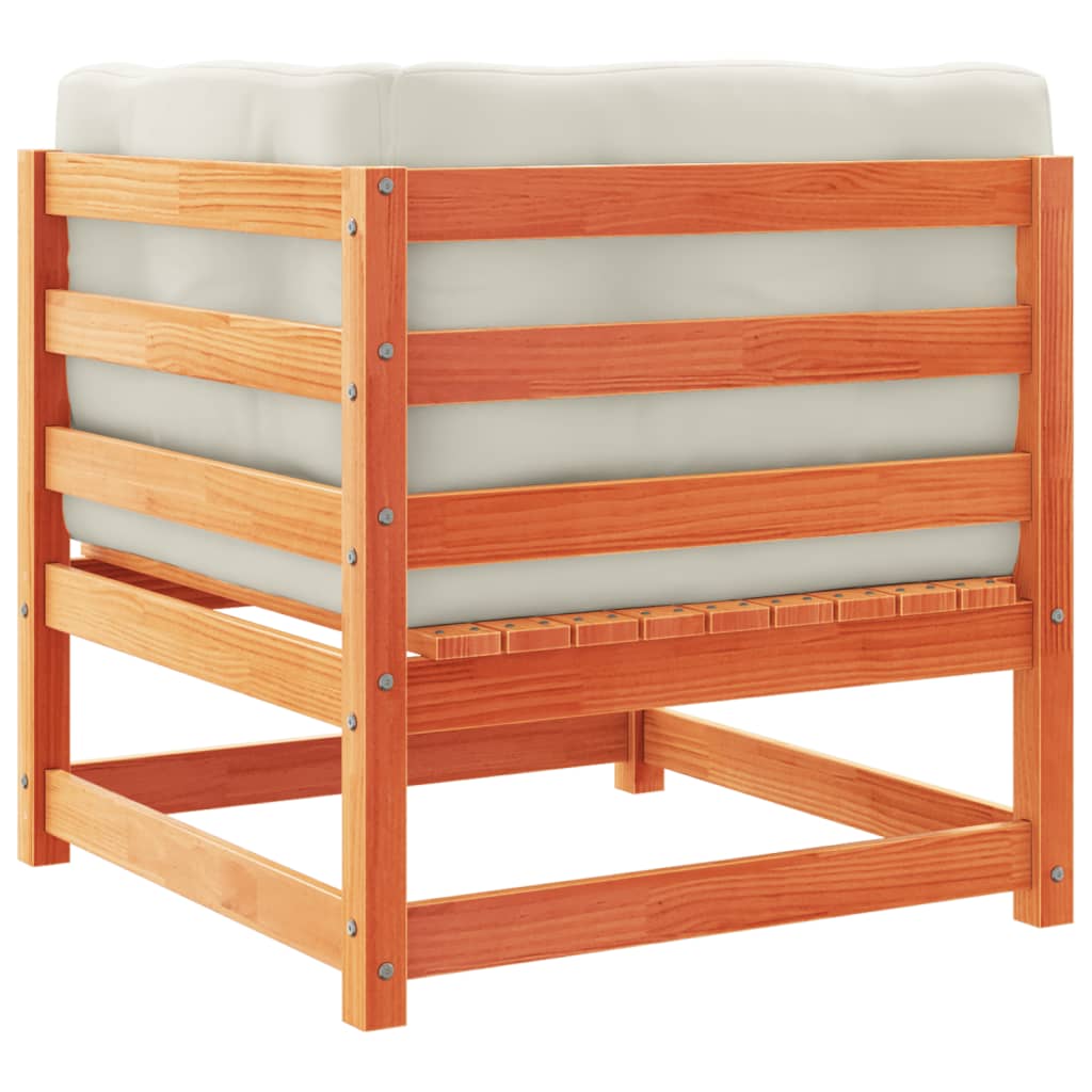 Soffgrupp för trädgården med dynor 8 delar vaxbrun massiv furu