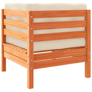 Soffgrupp för trädgården med dynor 8 delar vaxbrun massiv furu