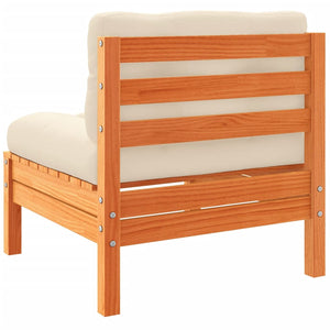 Soffgrupp för trädgården med dynor 11 delar vaxbrun massiv furu