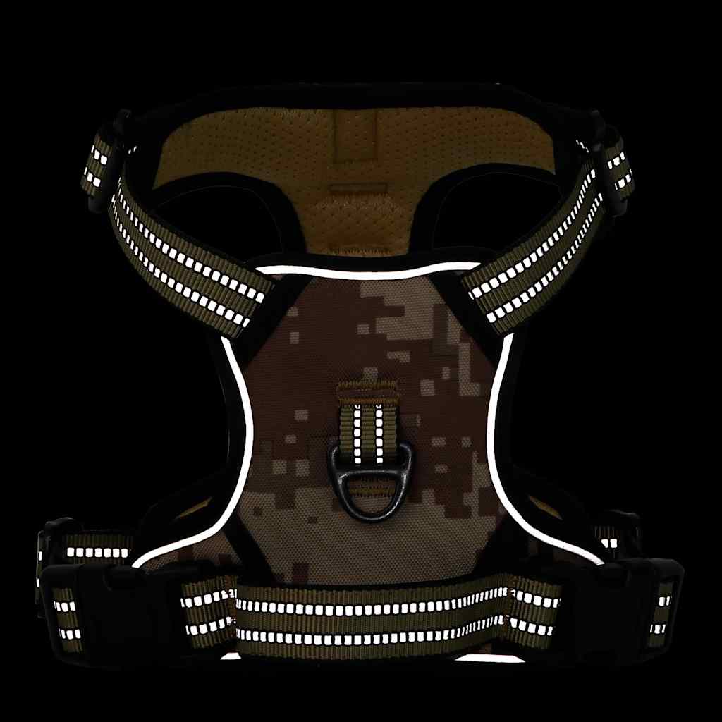 Hundsele med reflekterande ränder Justerbar kamouflage brun M