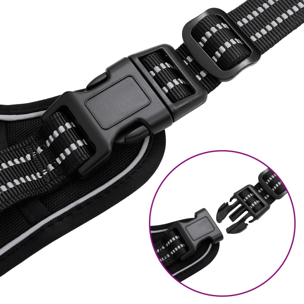 Hundsele med reflekterande ränder Justerbar svart L