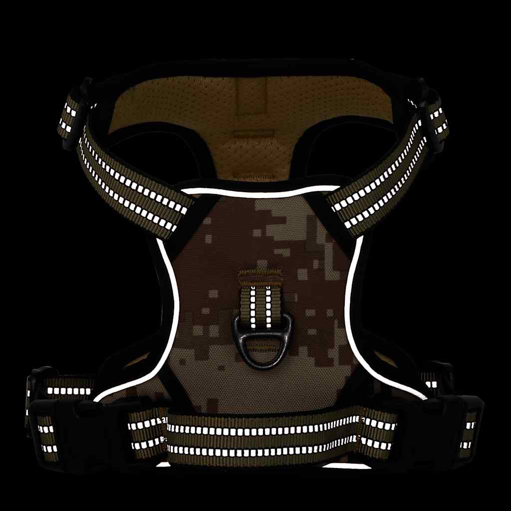 Hundsele med reflekterande ränder Justerbar kamouflage brun L