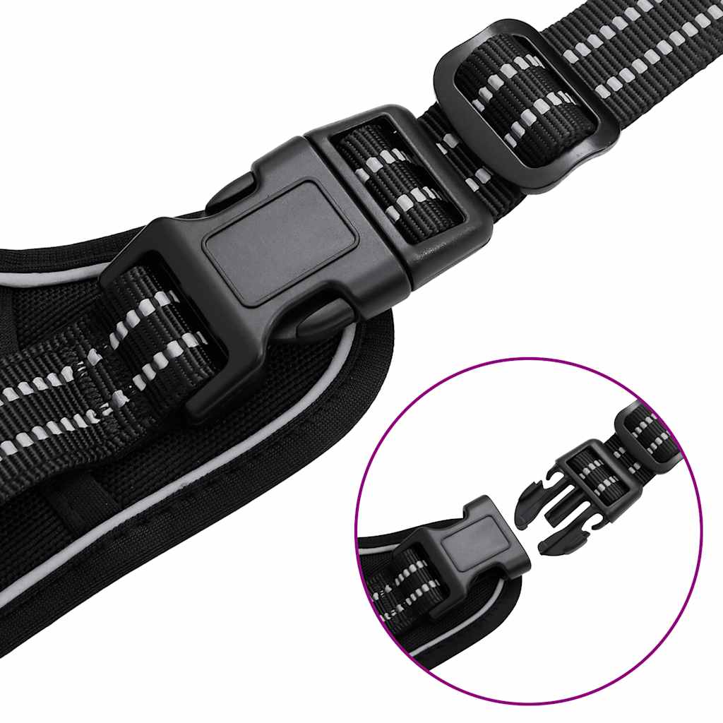 Hundsele med reflekterande ränder Justerbar svart XL