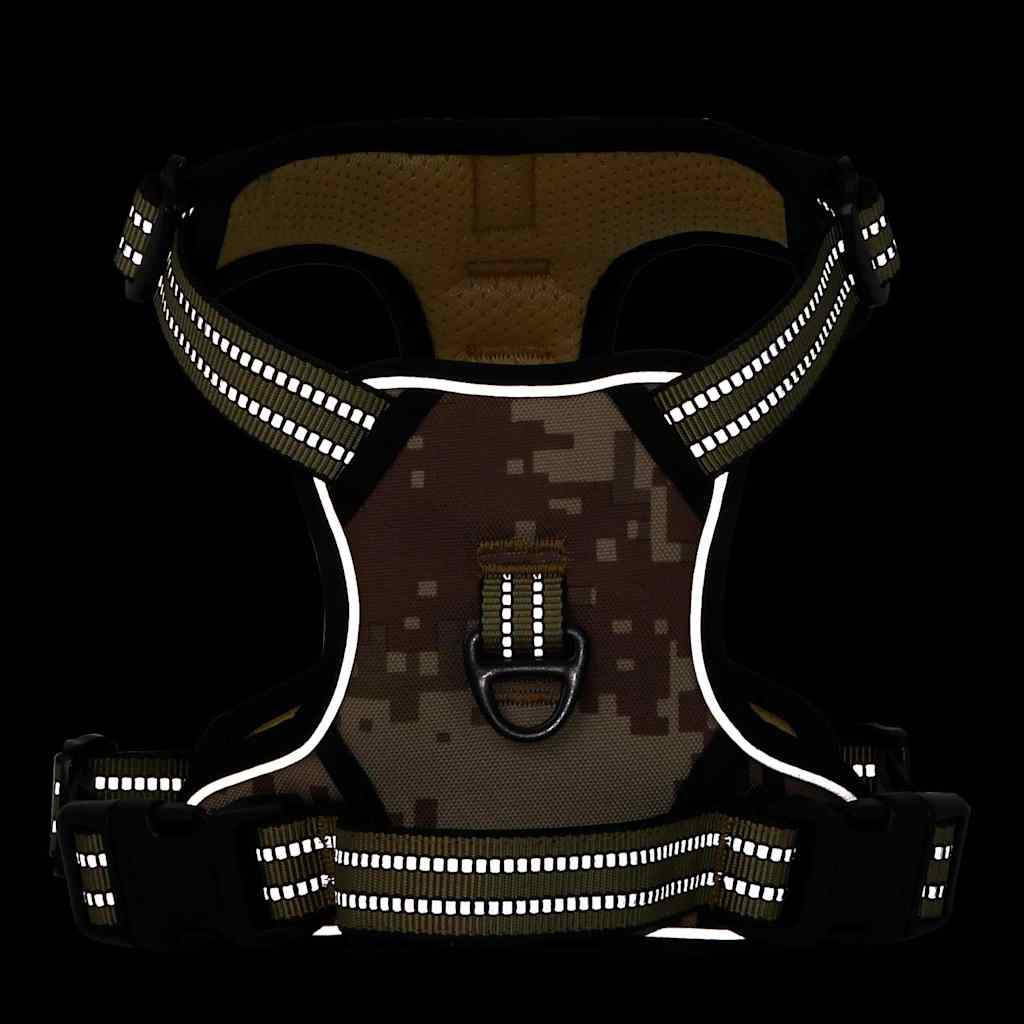 Hundsele med reflekterande ränder Justerbar kamouflage brun XL