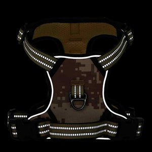 Hundsele med reflekterande ränder Justerbar kamouflage brun XL