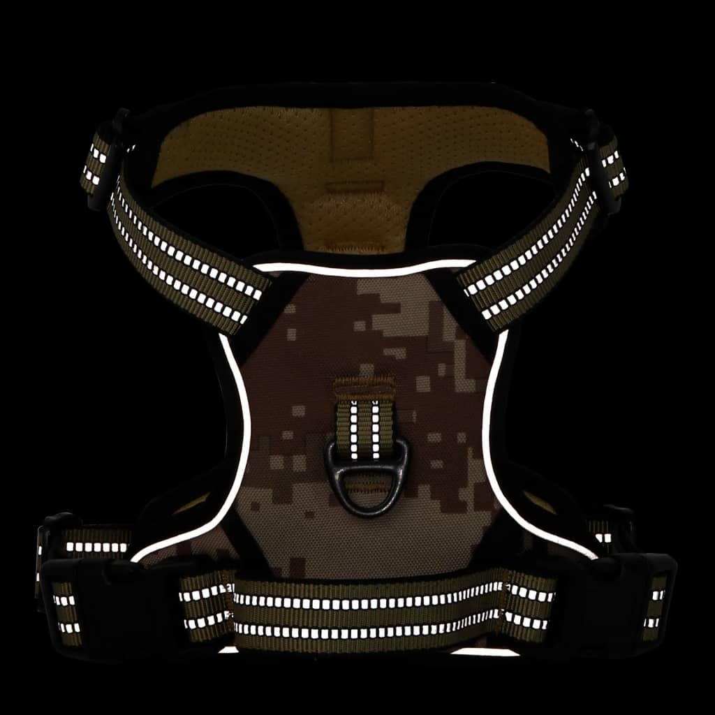 Hundsele med koppel & krage Justerbar kamouflage brun XL