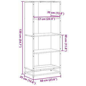 Bokhylla svart 60x35x139 cm konstruerat trä