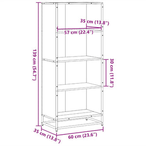 Bokhylla grå sonoma 60x35x139 cm konstruerat trä