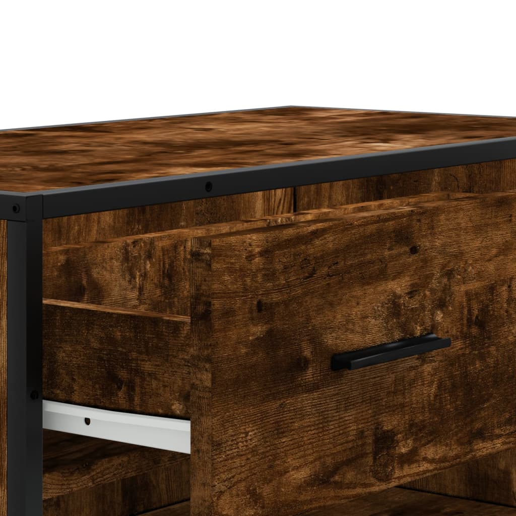 Skoskåp rökfärgad ek 75x38x97,5 cm konstruerat trä och metall