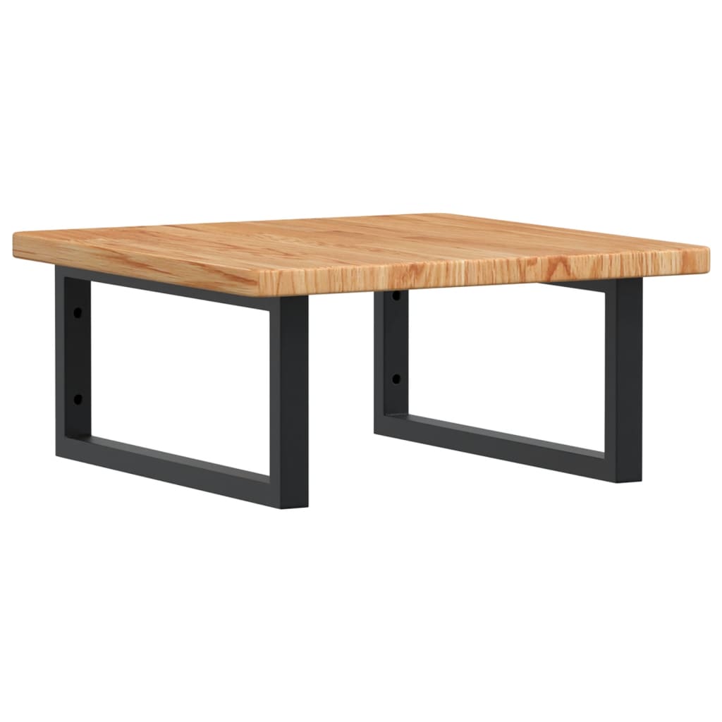 Väggmonterad handfatshylla stål och massiv ek