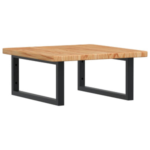 Väggmonterad handfatshylla stål och massiv ek