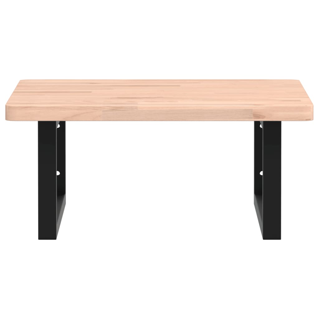 Väggmonterad handfatshylla stål och massiv bok