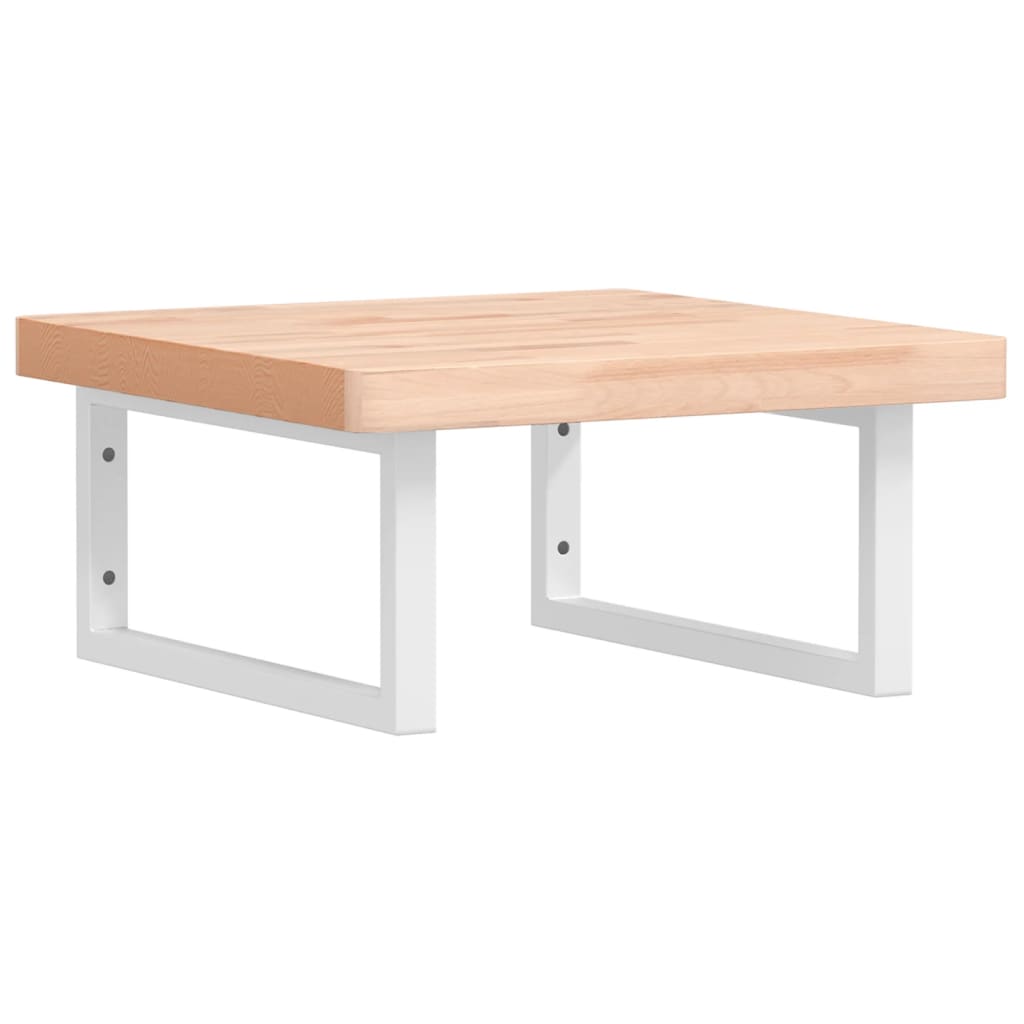 Väggmonterad handfatshylla stål och massiv bok
